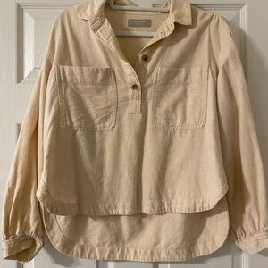 Everlane Beige Organic Cotton Popover Shirt